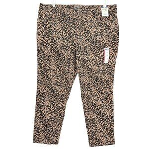Terra & Sky Women's Core Straight Stretch Brown Leopard Denim Jeans Plus 22W NWT